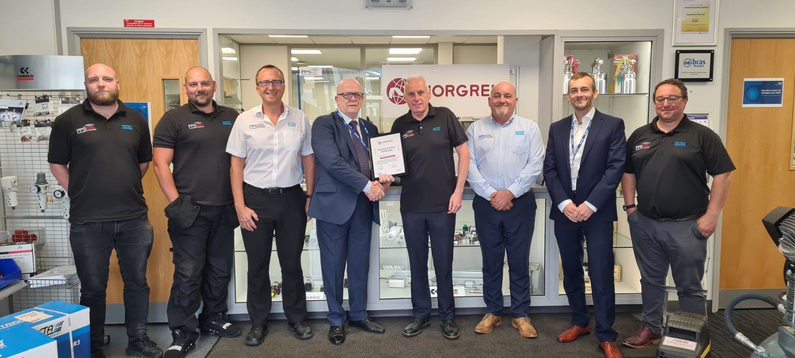 The PPSS pneumatics team receive Norgren Premier Partner certificate